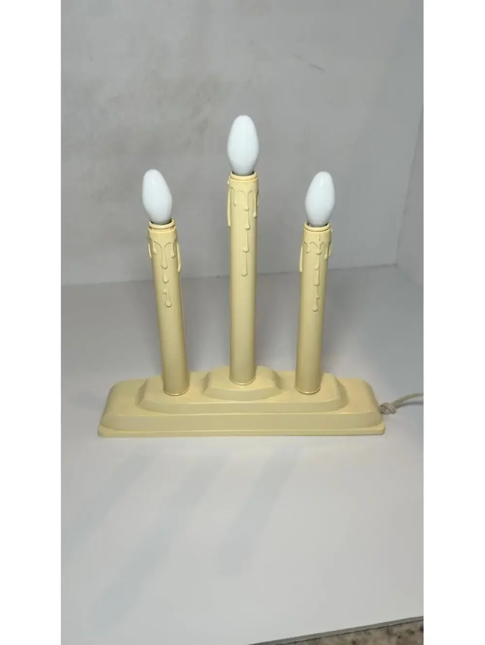 Pair Of Vintage 3-Light Candolier Electric Christmas Candle Window Candle